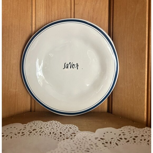 Vintage Rae Dunn Artisan Collection Magenta Appetizer Blue Line Appetizer Plates - Picture 7 of 8